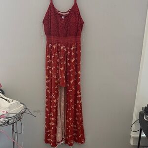 Red Floral Jumpsuit